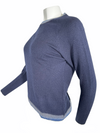 TORTONA 21 WOMEN'S CONTRAST CREW NECK SWEATER - BLUE