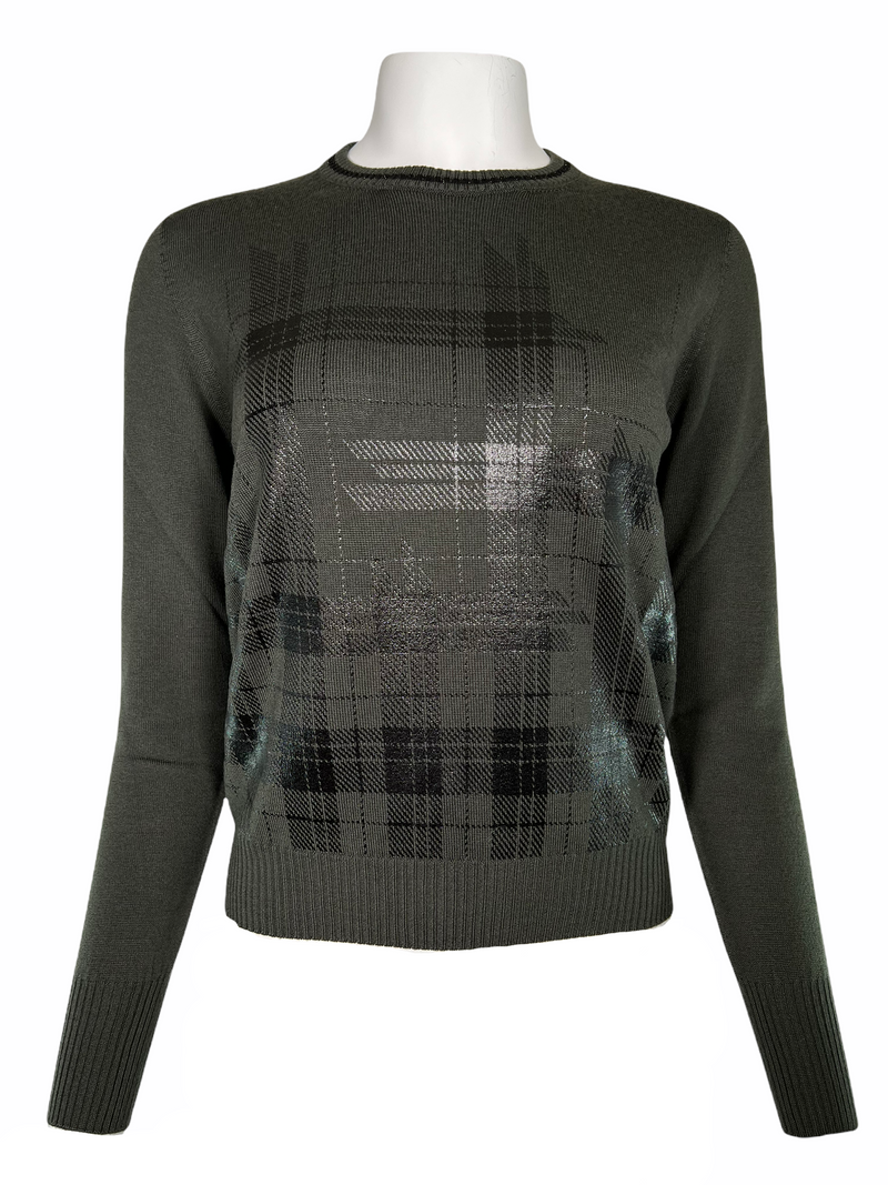 D.EXTERIOR PLAID CREW SWEATER - FOREST