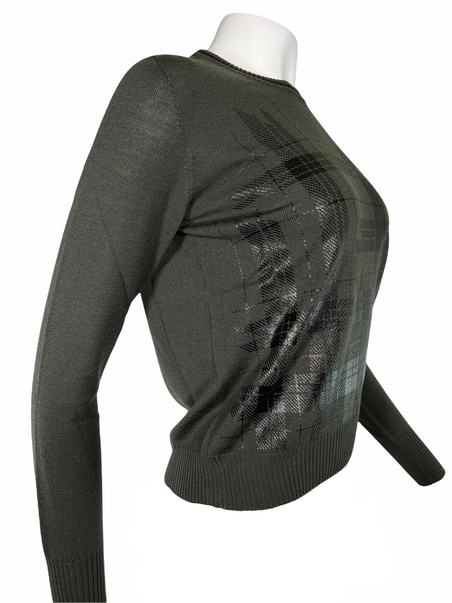 D.EXTERIOR PLAID CREW SWEATER - FOREST