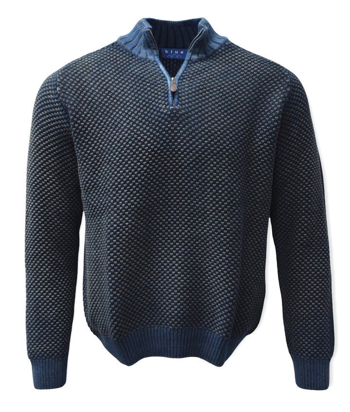 BLUE 1899 PIMA 1/4 ZIP - INDIGO