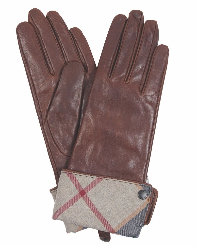BARBOUR LADY JANE LEATHER WOMEN'S GLOVES - BROWN/HESSIAN