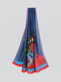 ETRO MODAL AND CASHMERE PARROT SCARF - BLUE