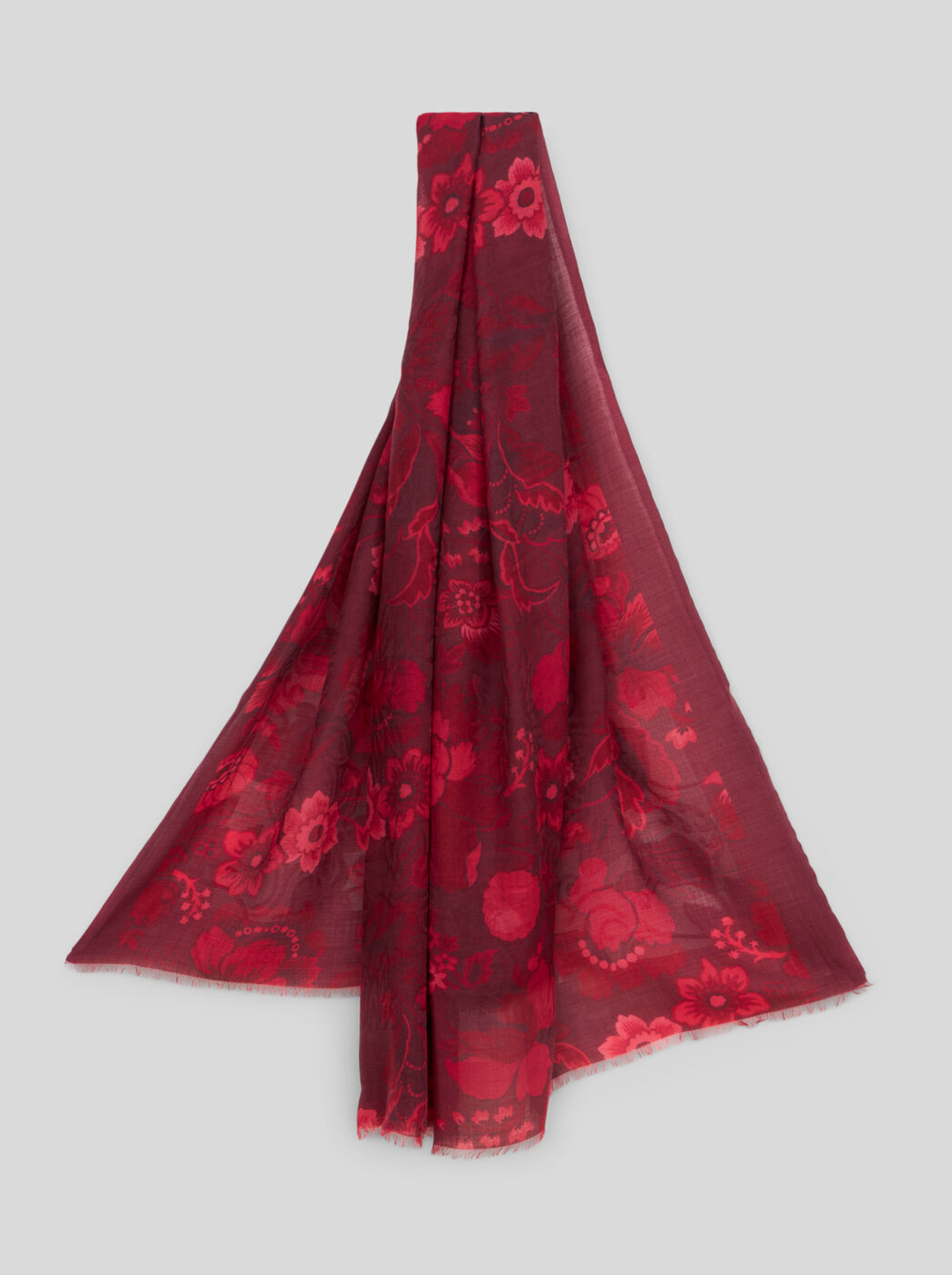 ETRO CASHMERE FLORAL SCARF - RED