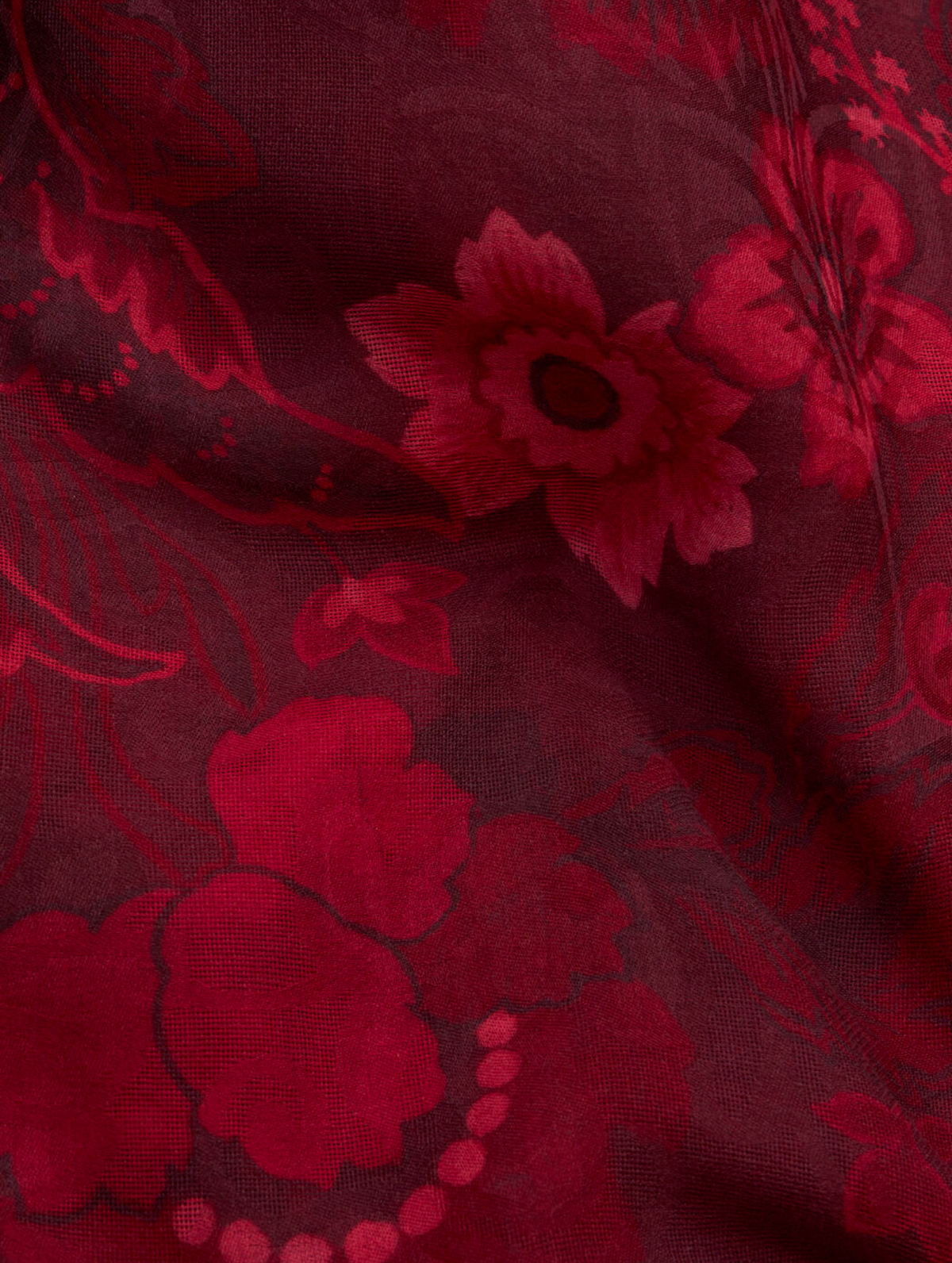 ETRO CASHMERE FLORAL SCARF - RED
