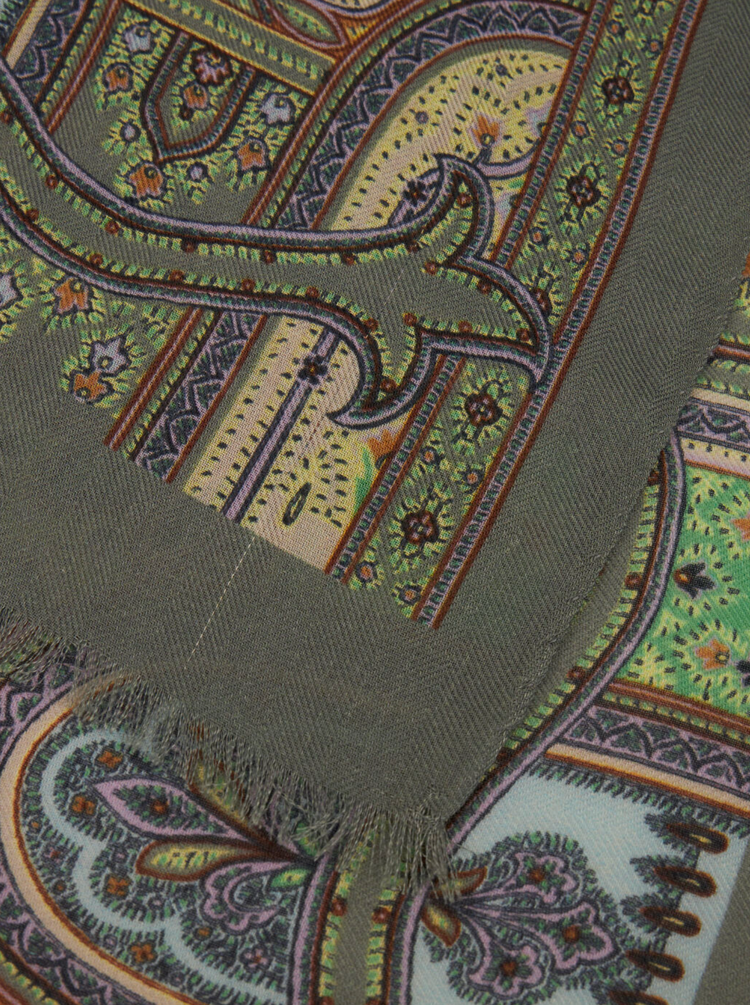ETRO CASHMERE/SILK BORDERED SCARF - AZURE