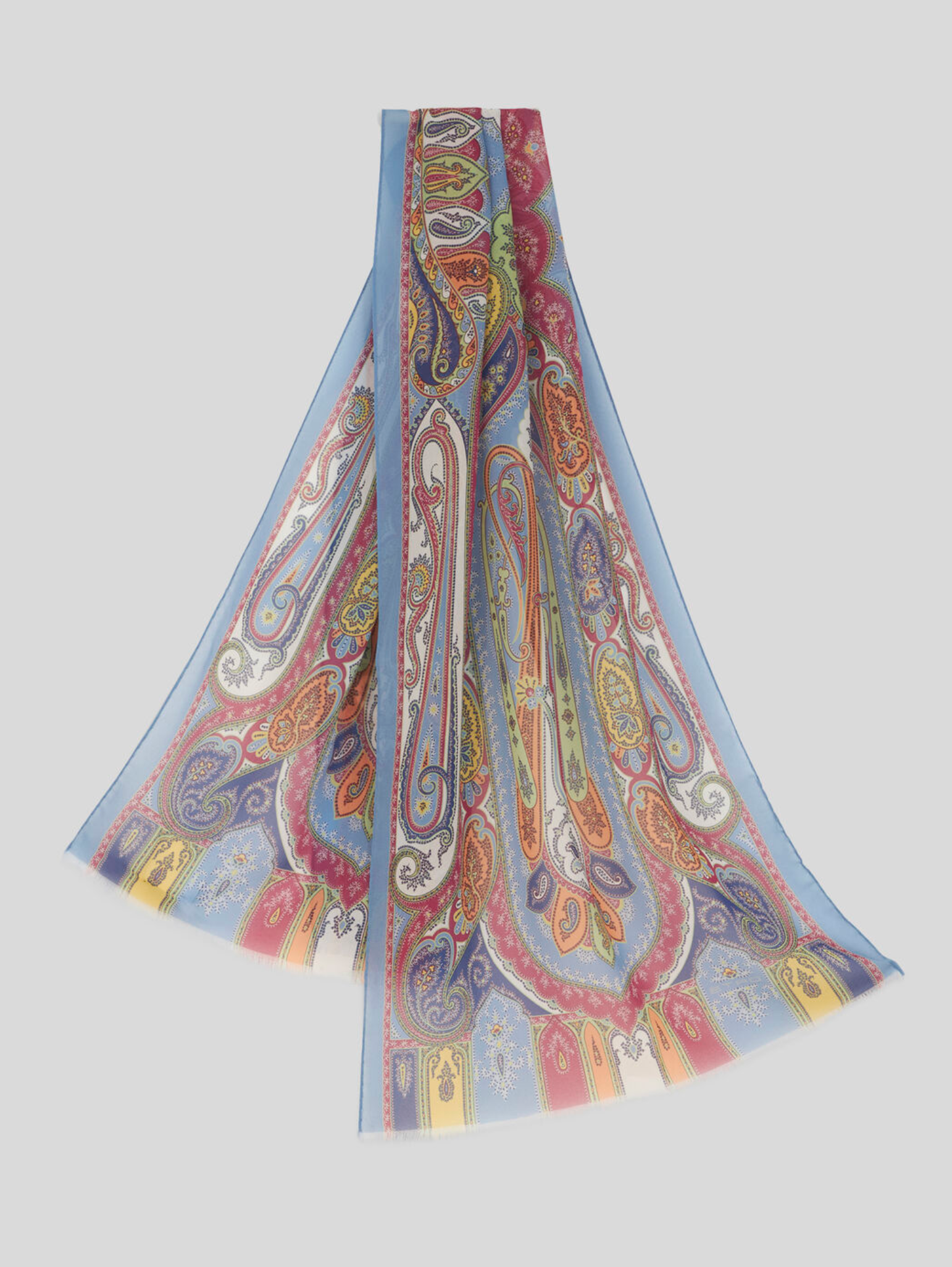 ETRO CASHMERE/SILK MULTICOLOR SCARF - AZURE