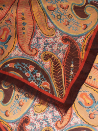 ETRO CASHMERE/SILK LEAF SCARF - BURNT ORANGE