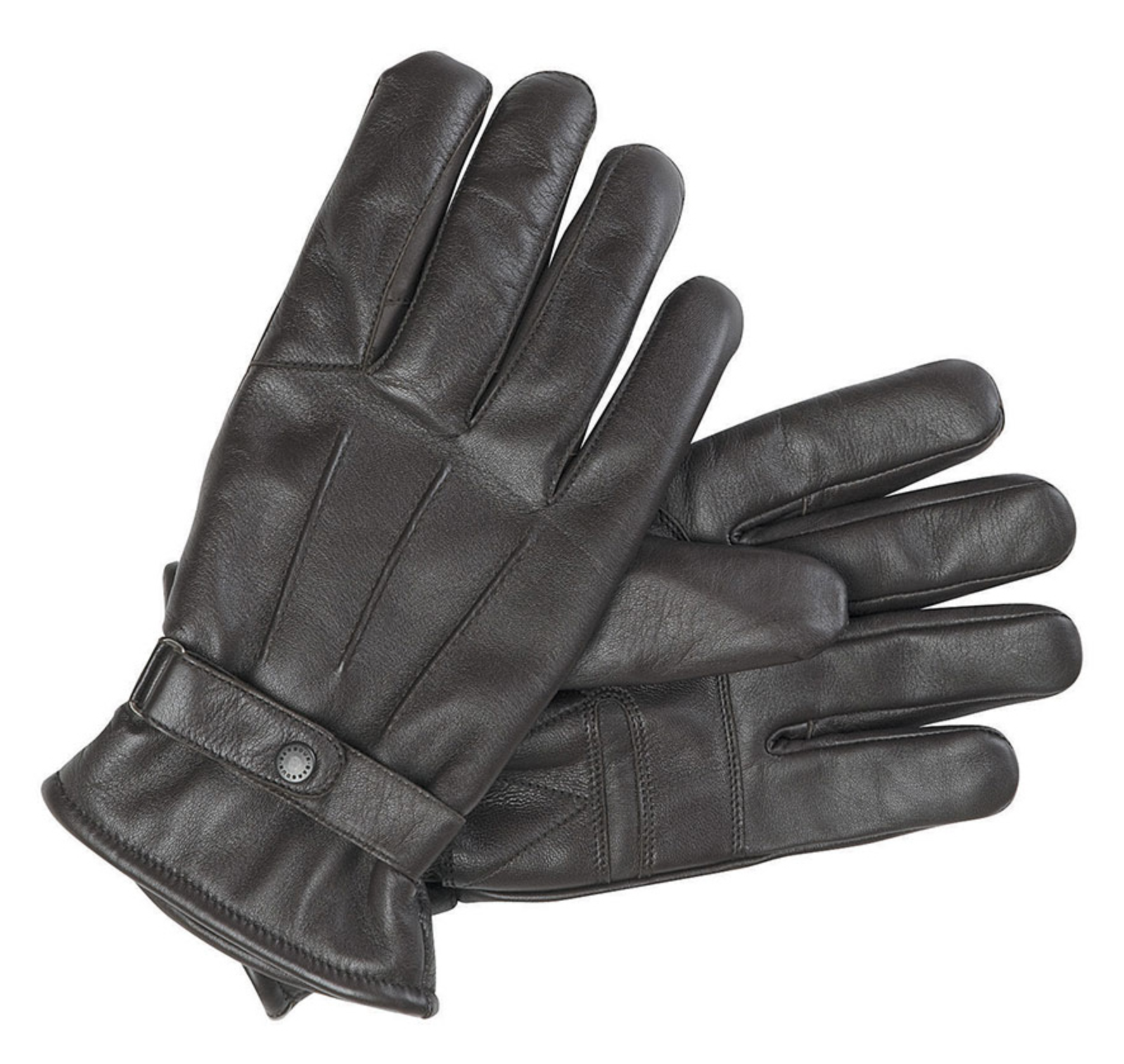 BARBOUR THINSULATE MEN'S BURNISHED LEATHER GLOVES - BROWN – Button