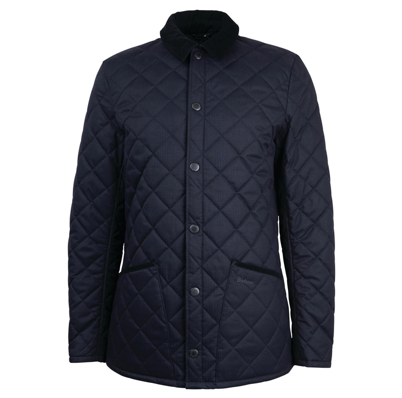 BARBOUR CHECKED HERITAGE LIDDESDALE MEN'S QUILTED JACKET - NAVY