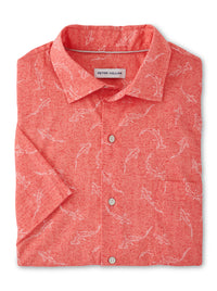 PETER MILLAR COTTON STRETCH SHORT-SLEEVE SPORT SHIRT - LYCHEE