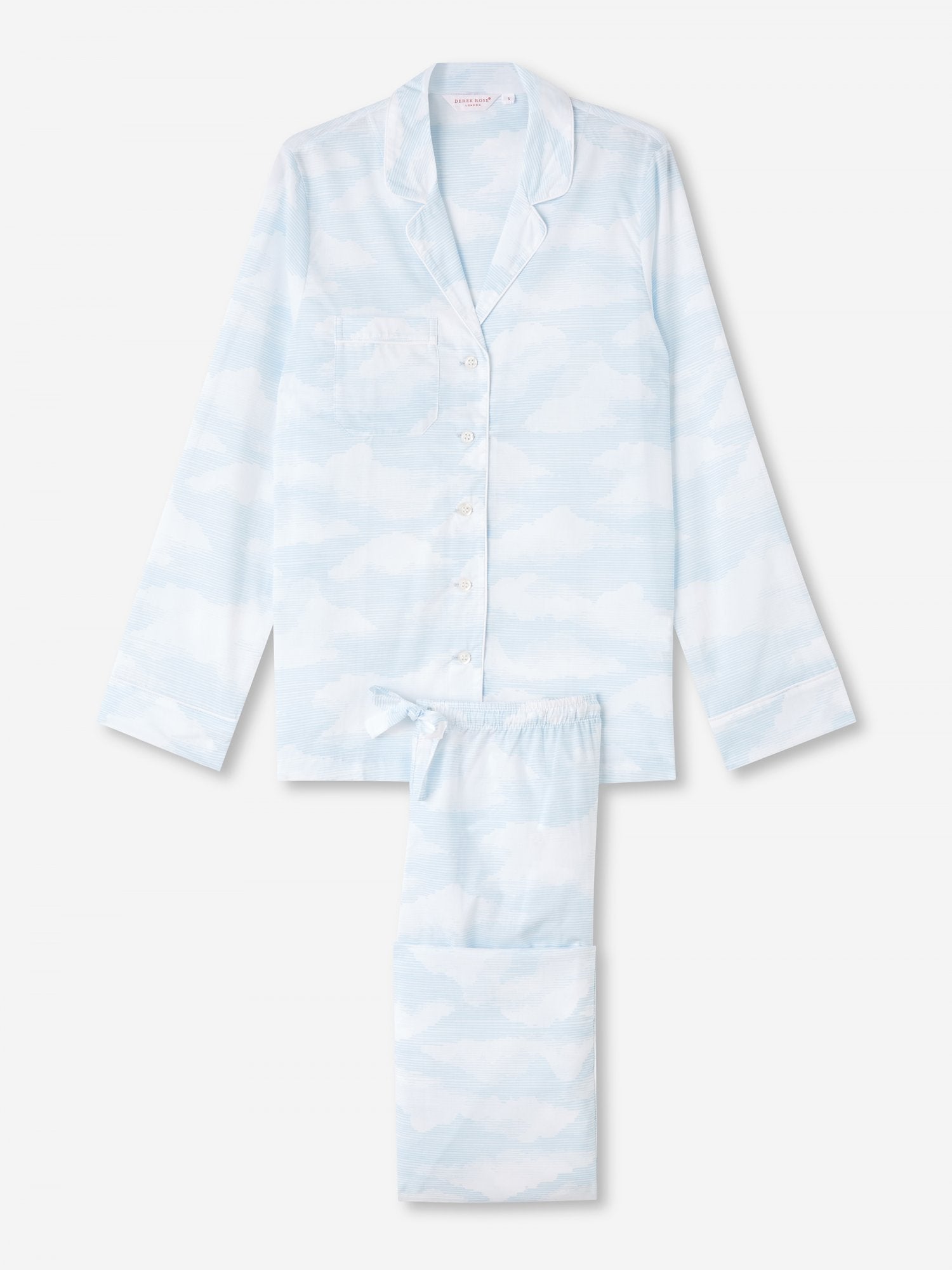 DEREK ROSE LEDBURY WOMEN S PAJAMA SET BLUE CLOUDS